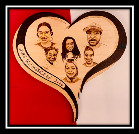 20” Pyro Graph Custom Heart Plaque